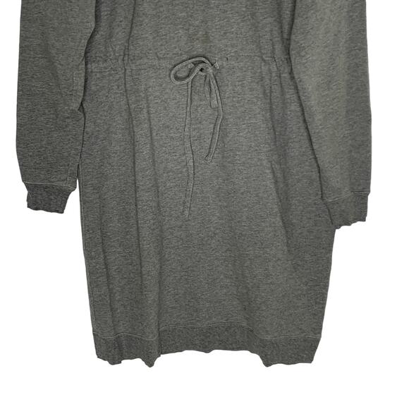 Norma Kamali M Long Sleeve Heather Gray Sweatshirt Dress Drawstring - Picture 5 of 8
